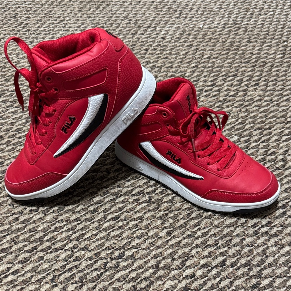 Fila Red Taglio Faux Leather high-top basketball sneakers
